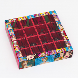 Упаковка для 16 конфет "POP ART клубничка"