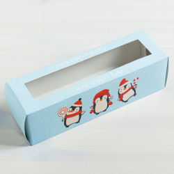 Коробка для макарун «Снежная команда» 18 х 5.5 х 5.5 см