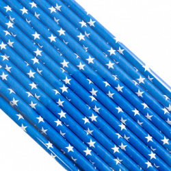 Палочки бумажные Синяя Белые Звезды 200*6 мм, 25 шт