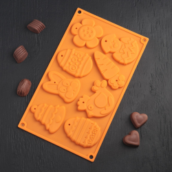 Форма для шоколада «Животные», 30×17×1 см, 8 ячеек (7,7×6 см)