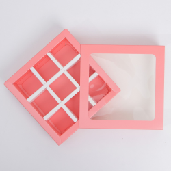 Коробка под 9 конфет с ячейками «Персиковая» 14,5 х 14,5 х 3,5 см