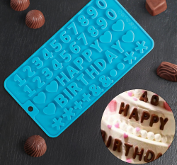 Форма для шоколада «С Днём рождения», 21,5×11,5 см, 49 ячеек (1,8×1,3 см)