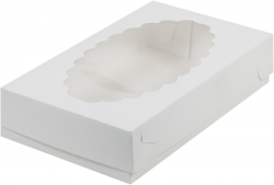 Коробка для эклеров с окошком 240*140*50 мм (белая)