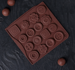 Форма для шоколада «Пуговки», 17,4×16,5×0,4 см, 16 ячеек