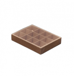 Упаковка с прозрачной крышкой для 12 шоколадных конфет (Крафт)