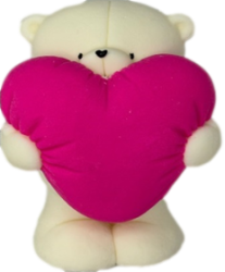 Фигурка из шоколадной глазури "Мишка с сердцем" 3Д белый/розовый