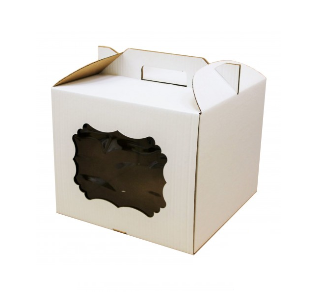 Короба для торта «Микрогофрокартон», 300*300*300 с окном и ручками