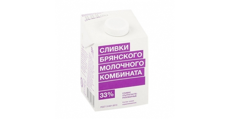 Сливки Брянский молочный комбинат 33%, 500г