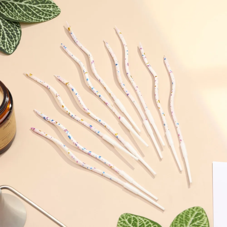 Свечи для торта Серпантин "Клякса" / Набор 10 шт. / Белые