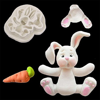 Силиконовый молд "Кролик с морковкой" 7*6,5 см	