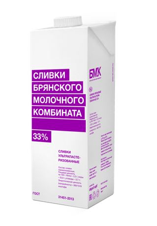 Сливки Брянский молочный комбинат 33%, 1л
