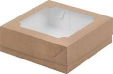 Коробка для пирожных с окном. 200*200*70 (Крафт)
