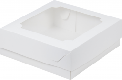 Коробка для пирожных с окном. 200*200*70 (Белая)
