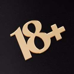 Топпер без шпажки "18+", золотой 6*4,5 см
