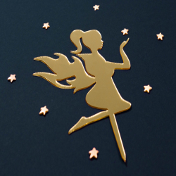 Топпер силуэт "Фея сидит" золото 10*10 см