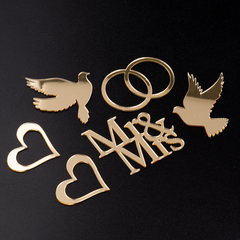 Топпер без шпажки "Набор свадебный", золотой 6 шт.